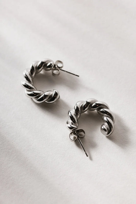 Braided silver earrings 