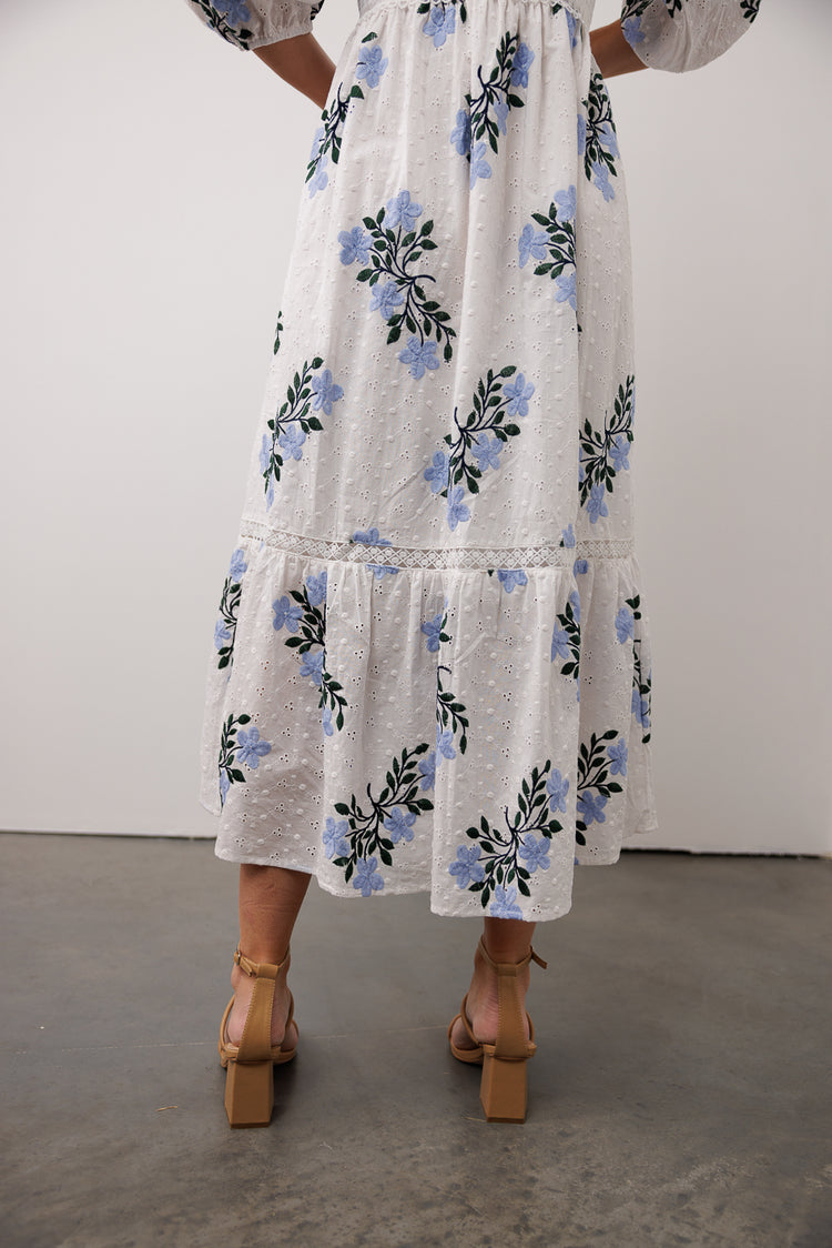 floral embroidered midi dress