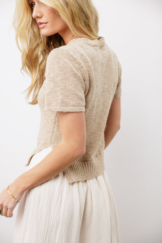 ivory and beige sweater dress