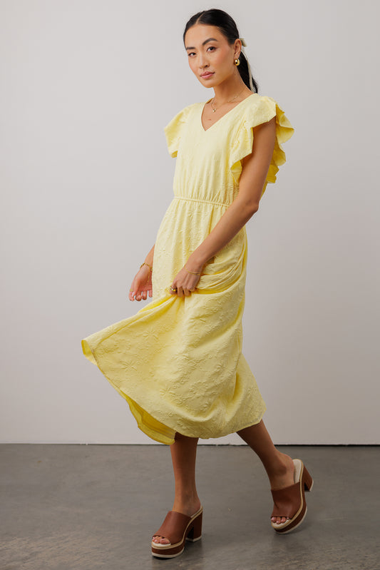 sunny yellow midi dress