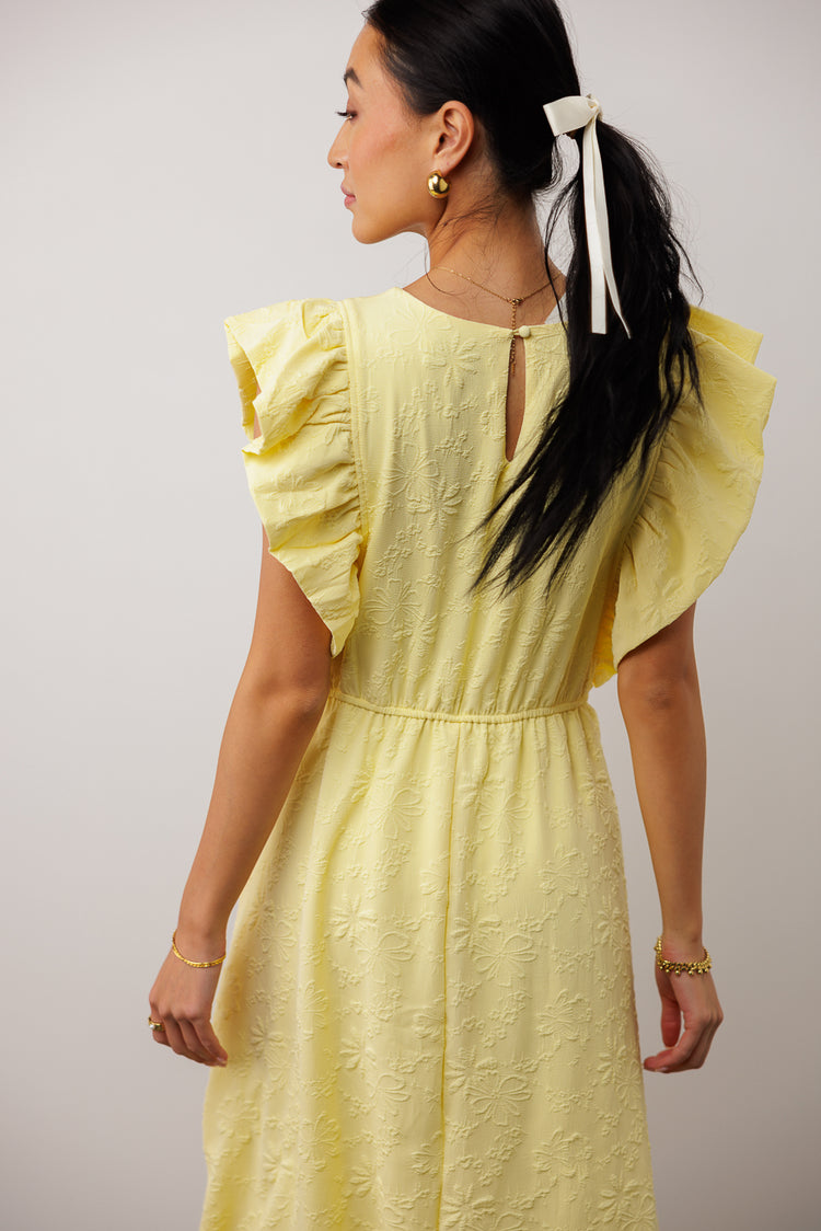 yellow summer dress with textured flowers