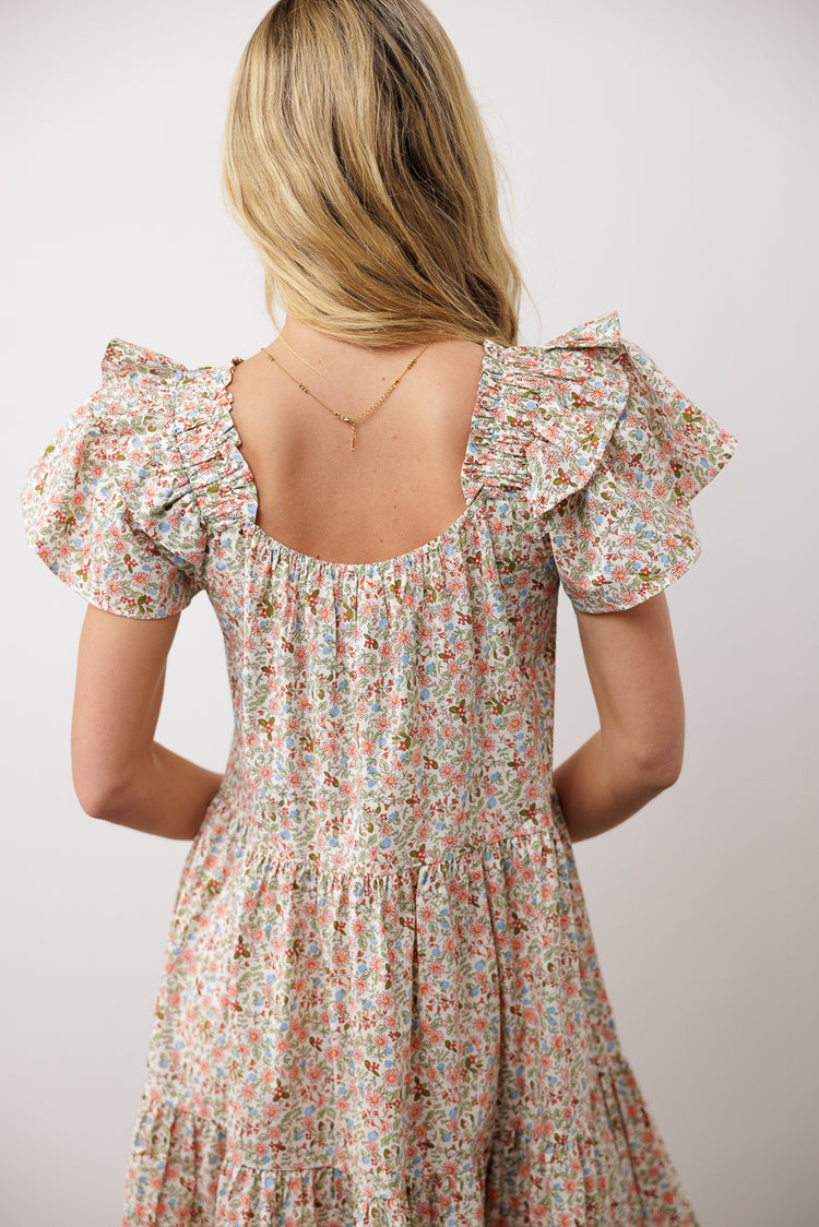 short sleeve floral print dress