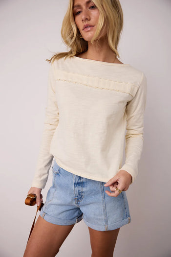 Long sleeves top in cream 