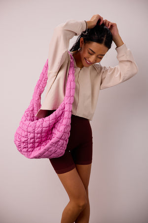Nora Quilted Tote Bag in Pink
