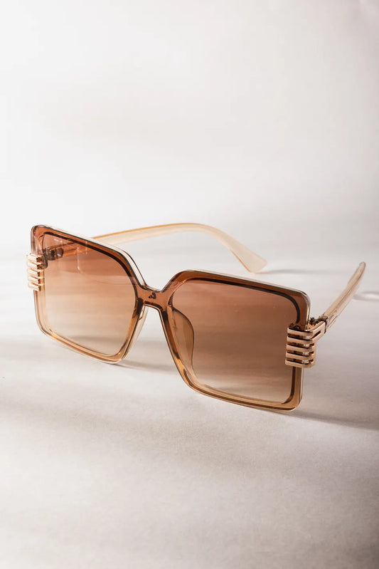 Square styled camel sunglasses 