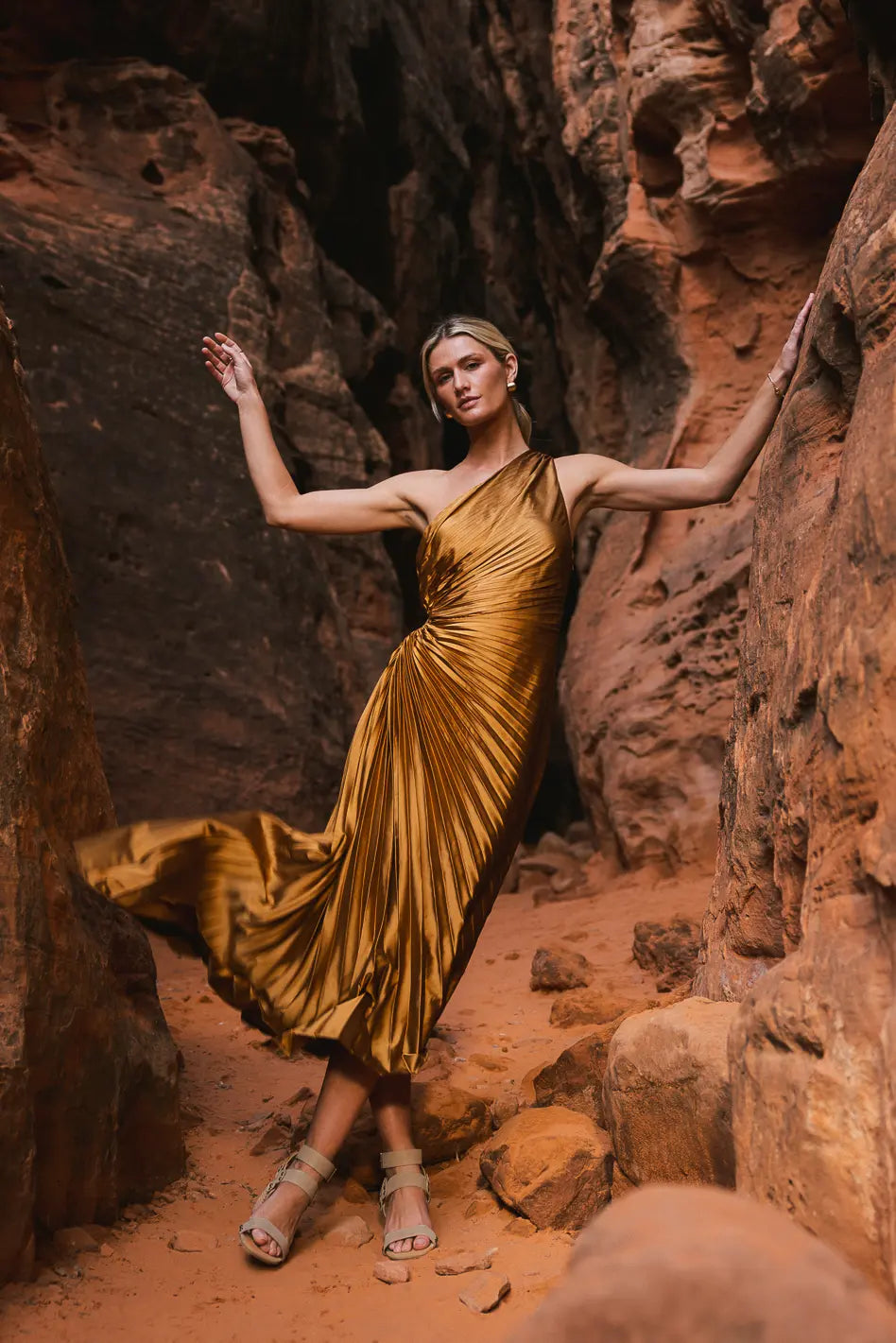 Asymmetrical Gold Dress