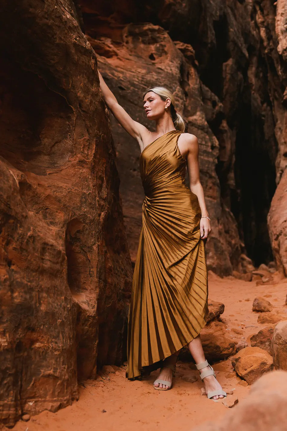 Asymmetrical Gold Dress