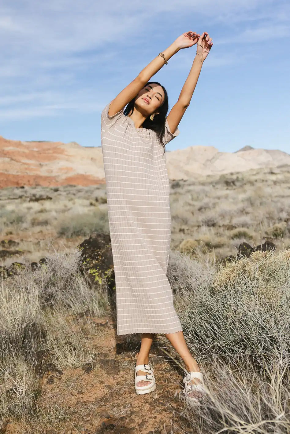 Striped Ribbed Sweater Dress