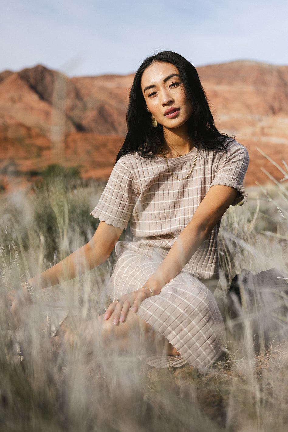 Striped Ribbed Sweater Dress