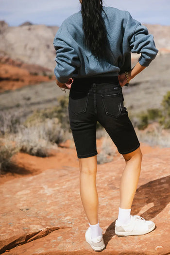 Two hand pockets denim bermuda 