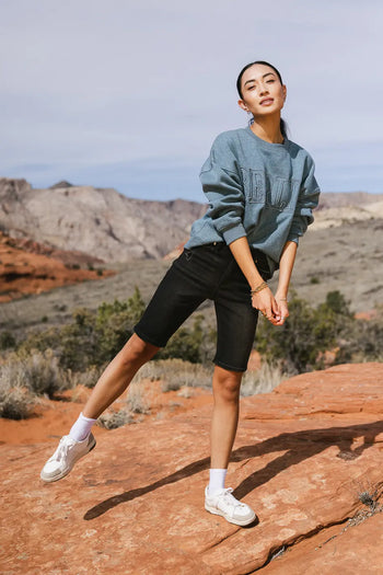 Bermuda denim shorts in black 