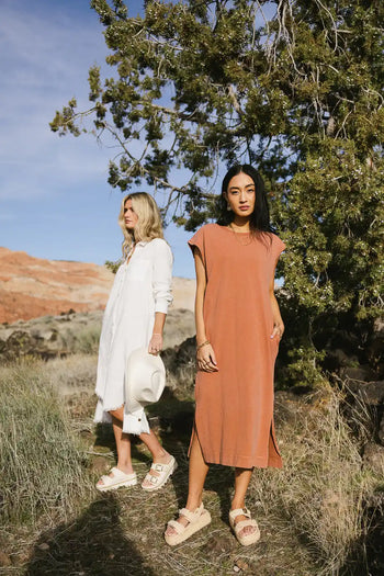 T-Shirt dress in clay 