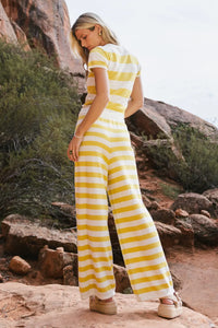 Knit yellow striped pants 