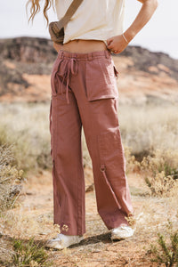 Darian Wide Leg Jeans in Washed Mauve
