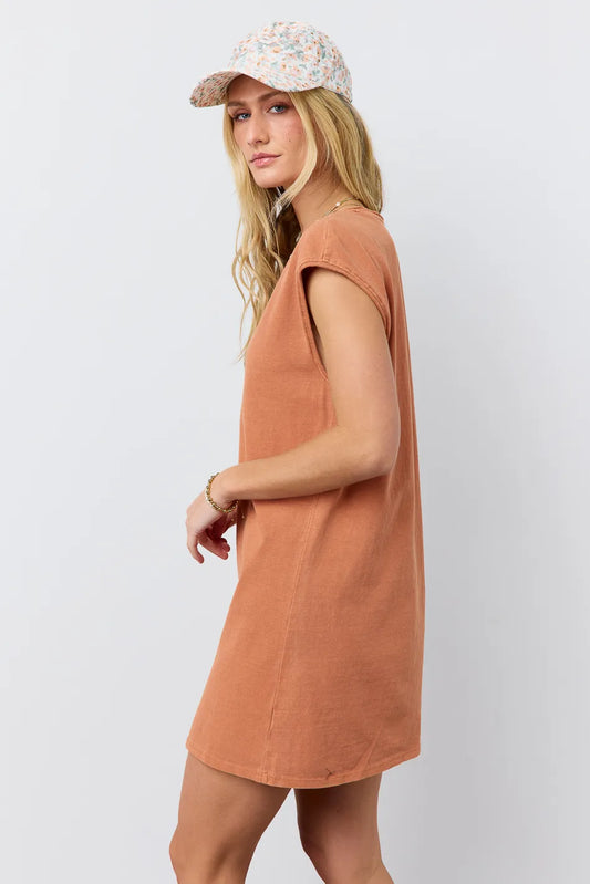 Short sleeves T-Shirt dress in clay 