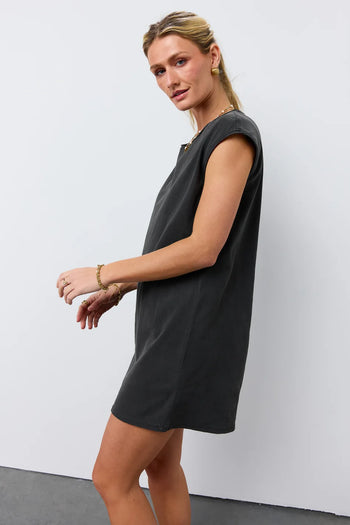 Short sleeves T-Shirt dress in black 