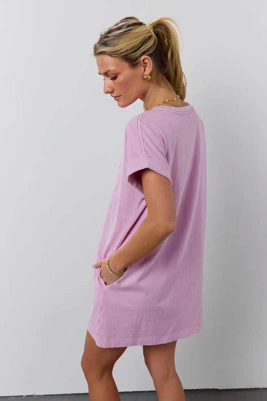 Two hand pockets T-Shirt in pink 