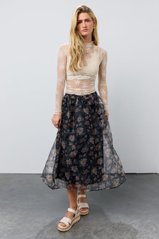 midid floral skirt