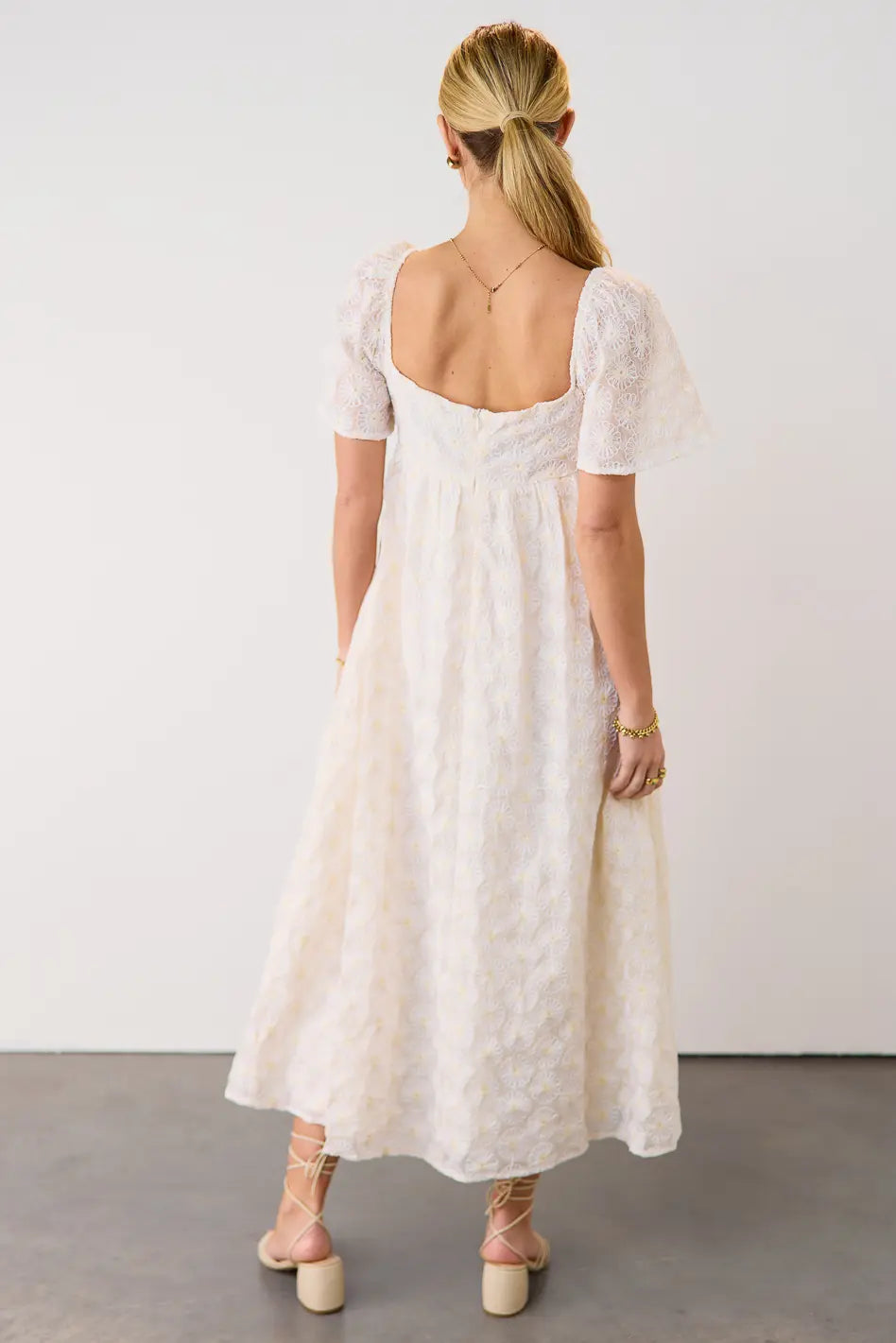 Back zipper dress in cream 