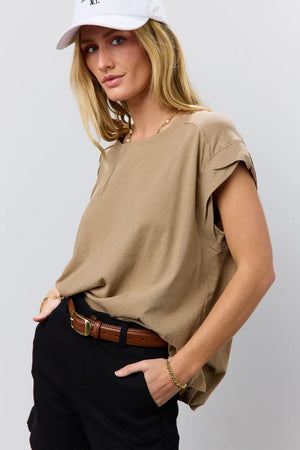 Aviana Muscle Tee in Mocha - FINAL SALE