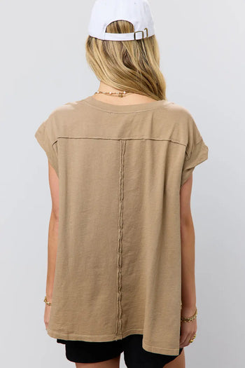 Plain color oversized top in mocha 
