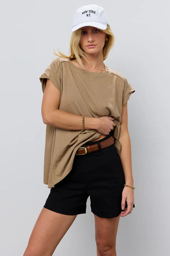 Knit oversized top in mocha 
