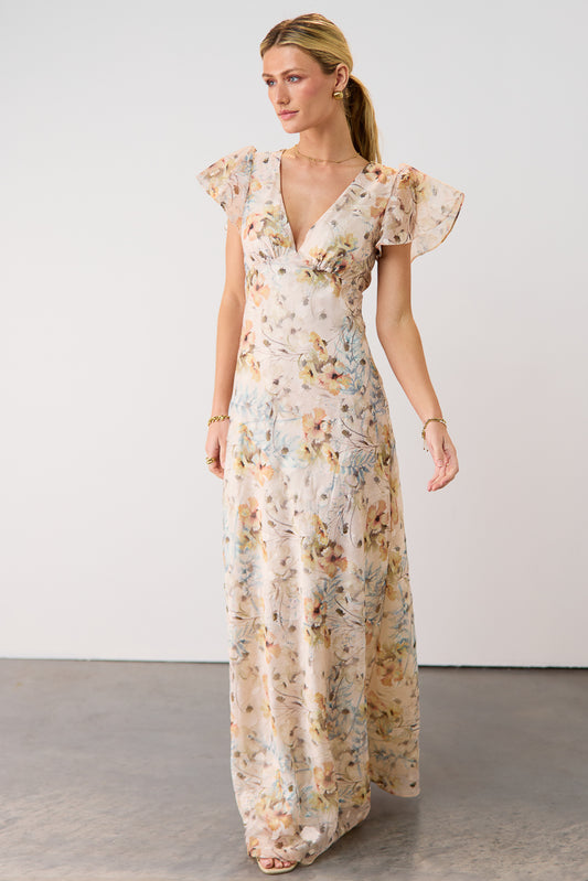 maxi floral dress with v-neck