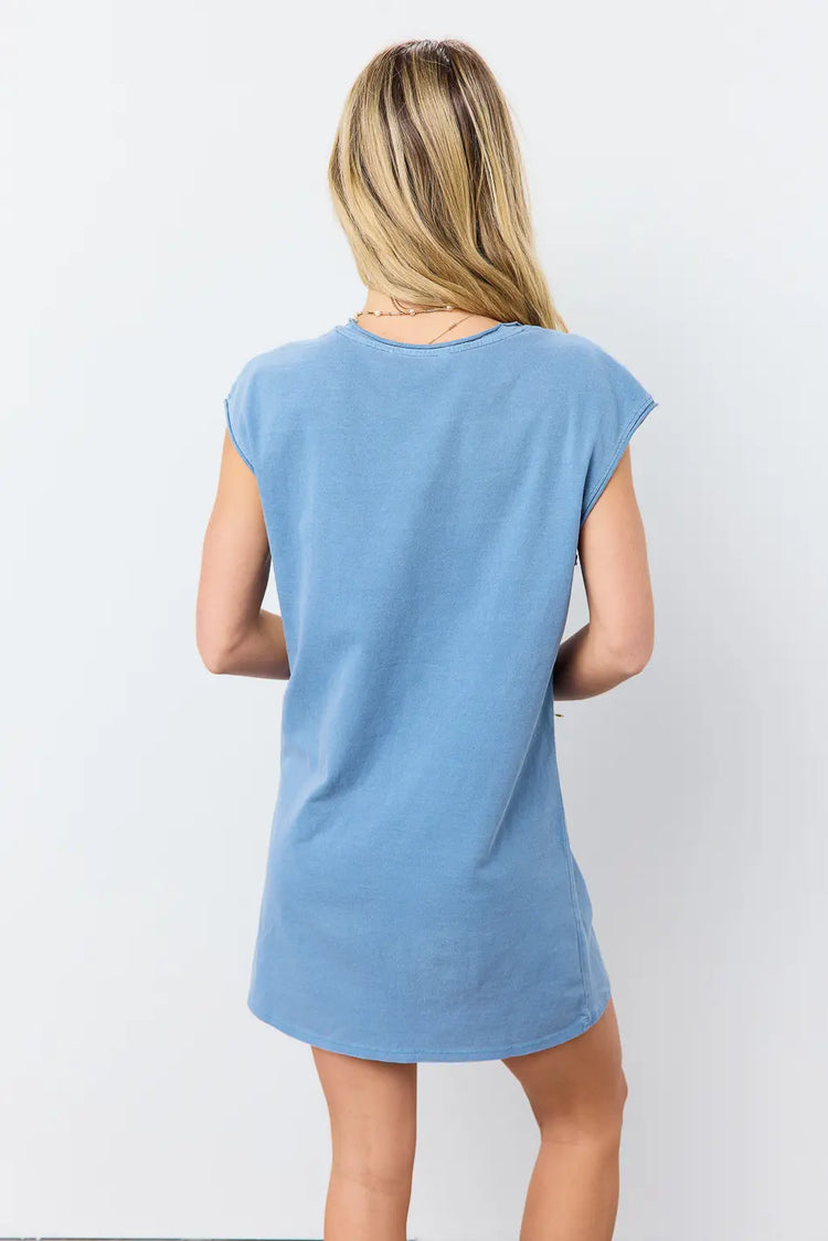 Plain color T-Shirt dress in blue 