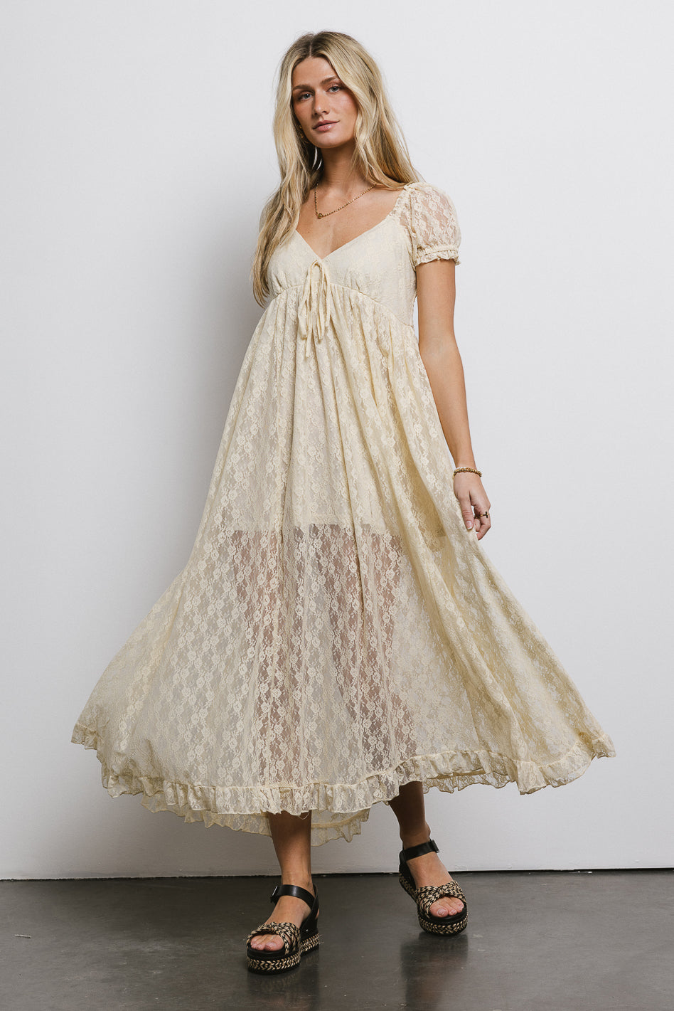 Ivory lace midi dress on sale