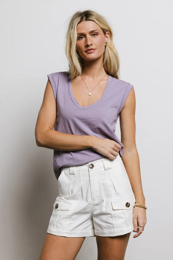 U-Neck purple top in purple 