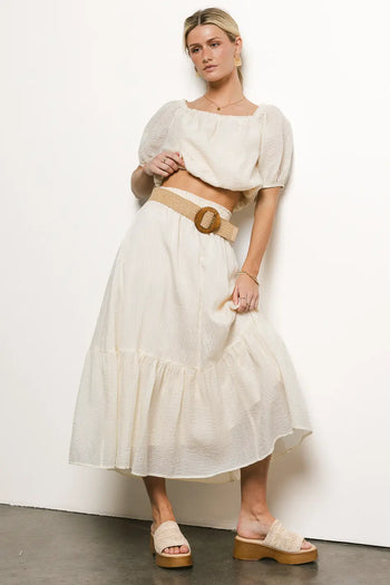 Elastic hem top blouse in cream 