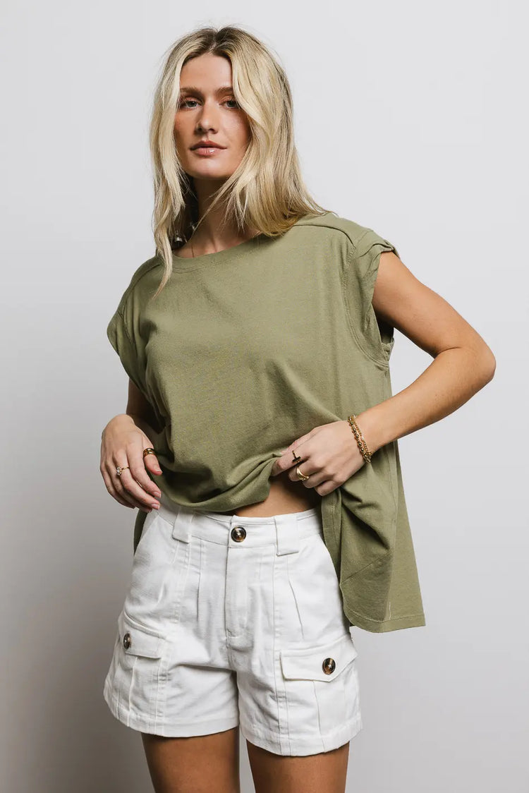 Knit top in moss 