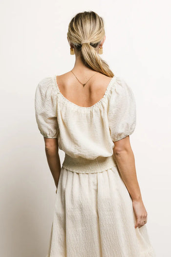 Elastic off shoulder blouse in cream 