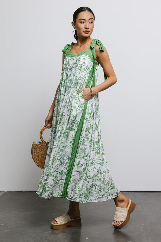green floral print dress