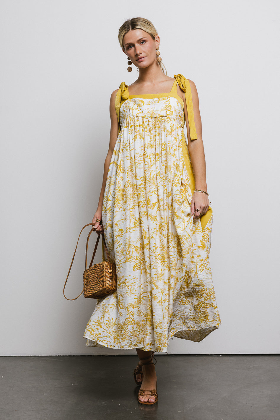 Eva Floral Dress in Mustard