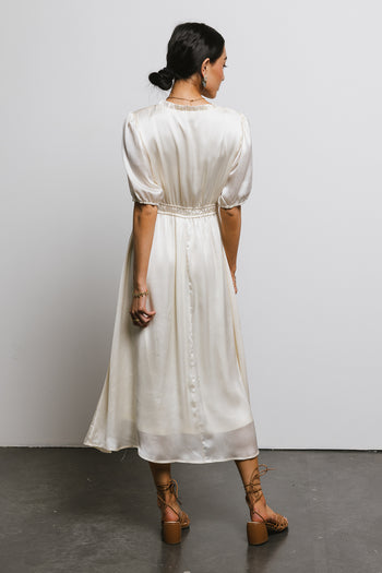 cinch waist ivory dress