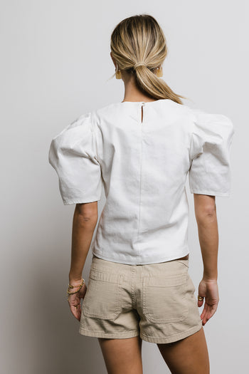 denim blouse in cream