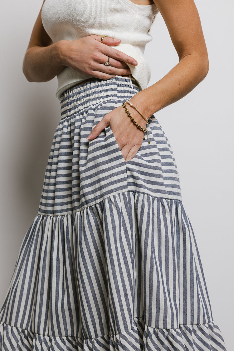 striped skirt with pockets