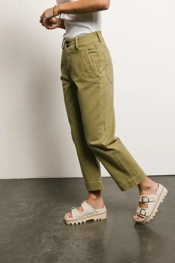 High rise denim in moss 