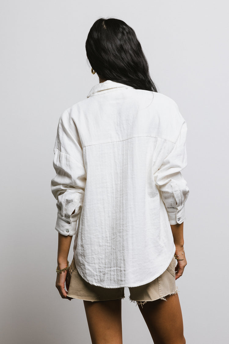 textured white button up top