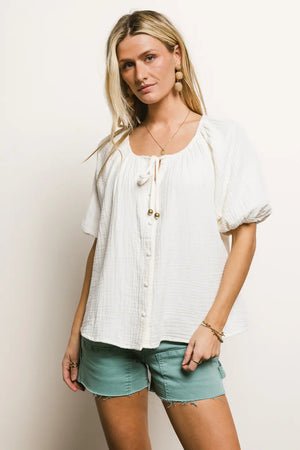 Blakely Button Up Blouse in Cream