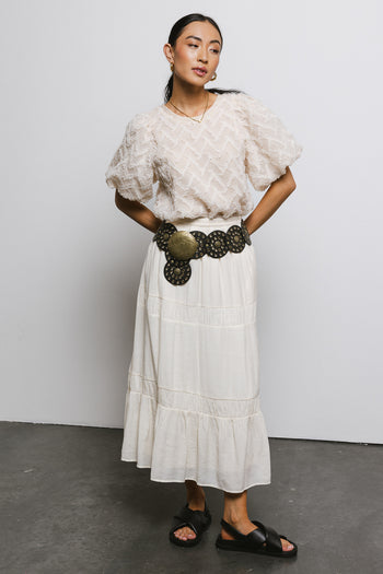 short sleeve textured blouse