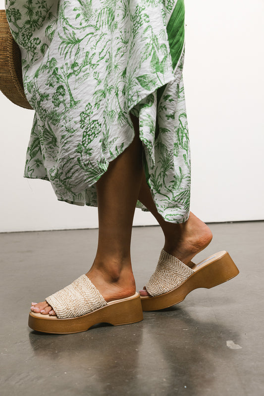 raffia platform sandals