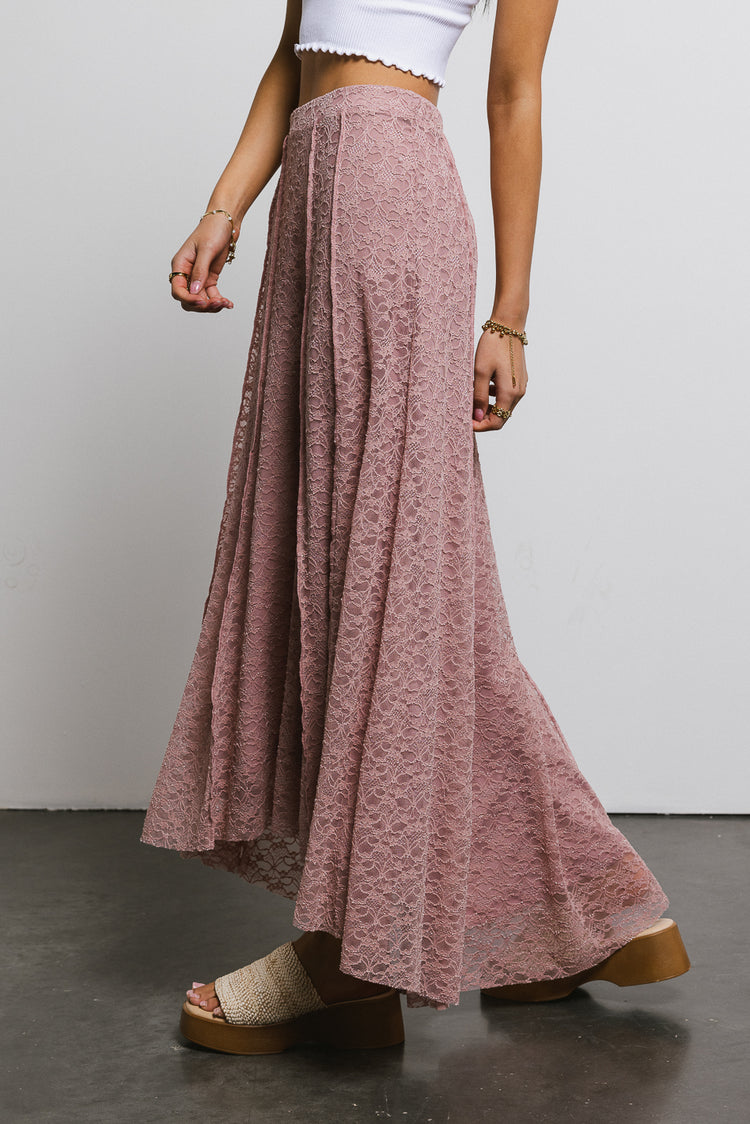 pink lace maxi skirt