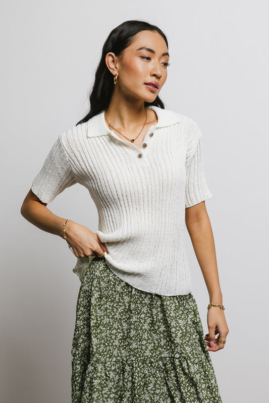 button front collared sweater