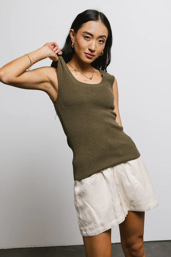 Knit tank in olive 
