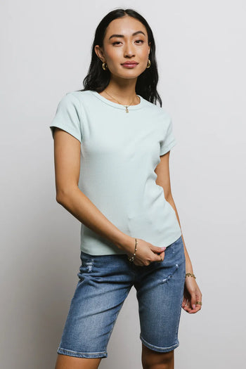Round neck top in mint 