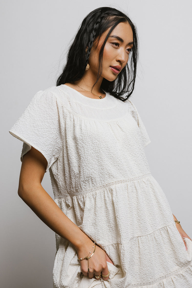 textured dress in ivory