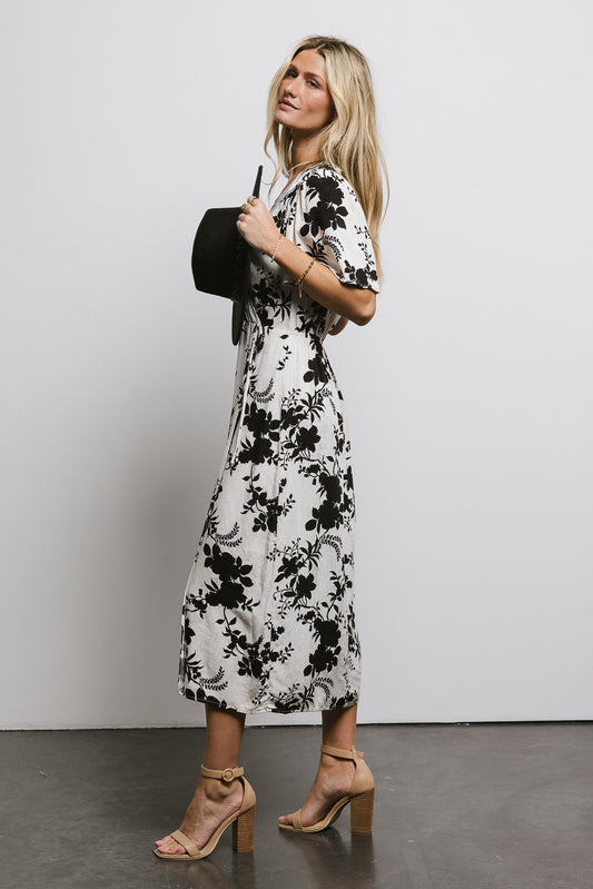 black and white floral dress