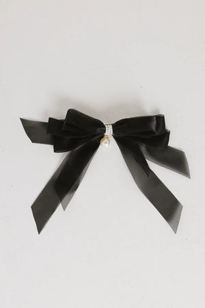 Chiffon Bow Hair Clip in Black - FINAL SALE